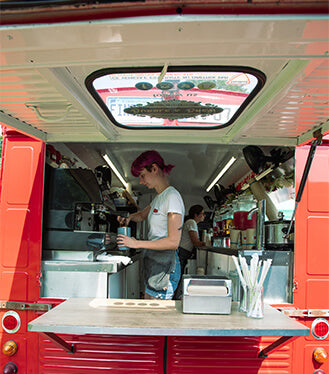 Person working in food truck