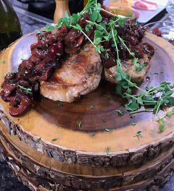 Seared Pork Chops with Cherry & Thyme pan sauce, by Genee Habansky of ...